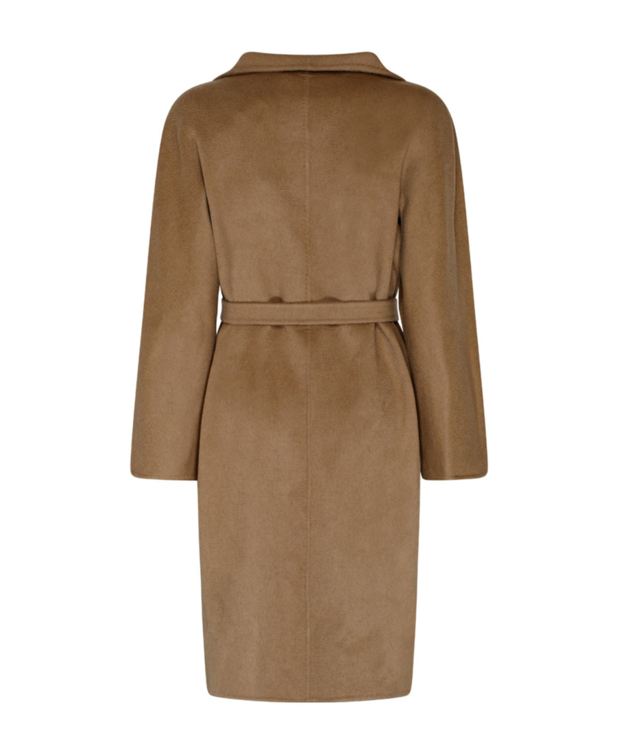 Max Mara Logo Long-sleeved Coat In Brown