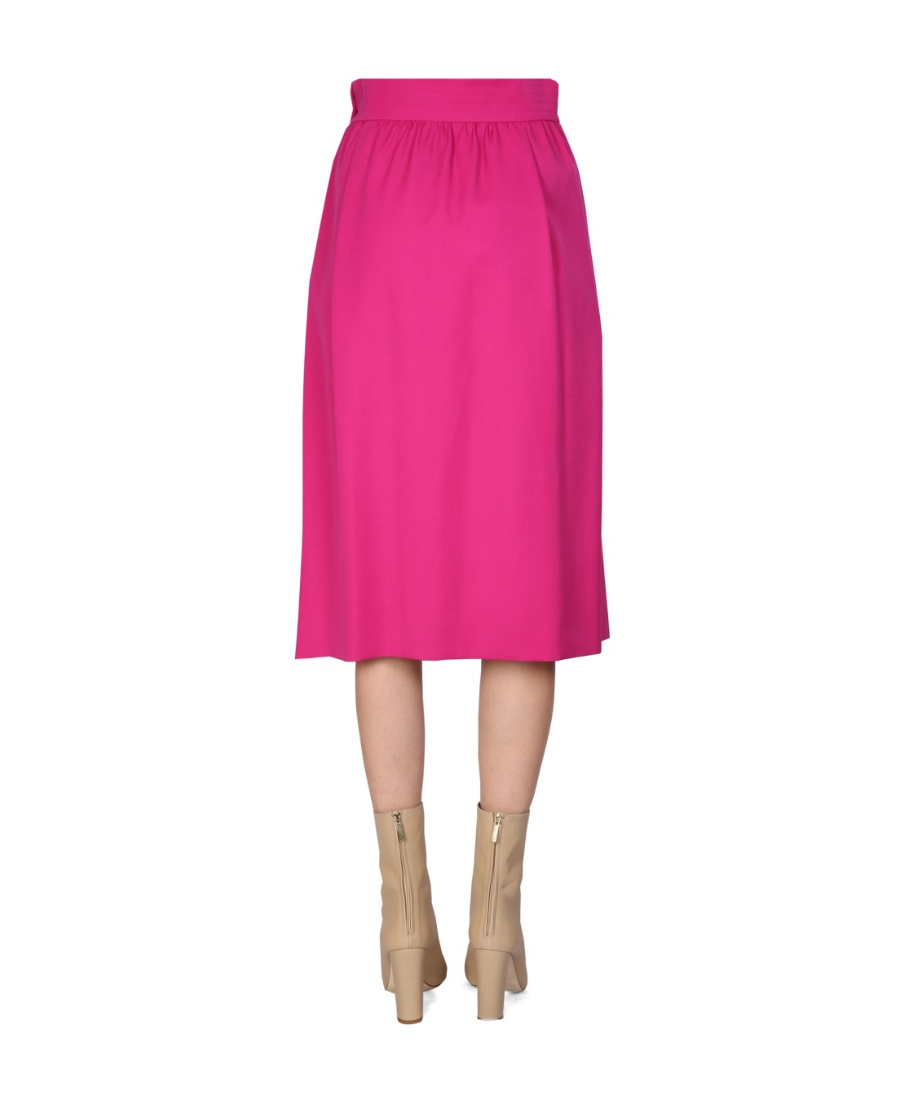 Moschino Pleated Midi Skirt Button Detail In Pink