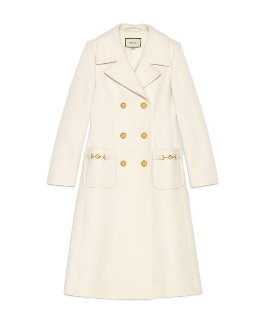 Gucci Double-breasted Mid-length Coat In White