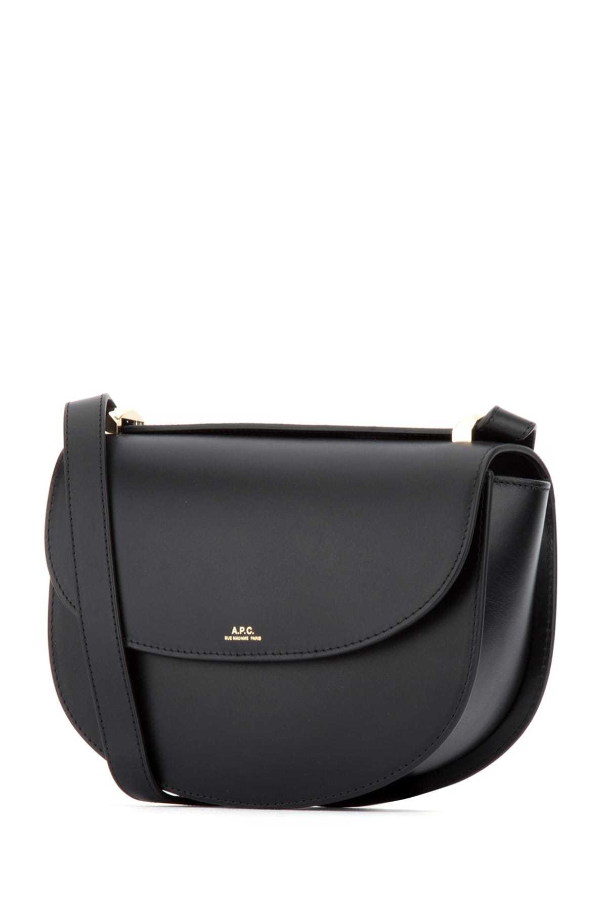 Apc Black Leather Demi Lune Shoulder Bag In Black