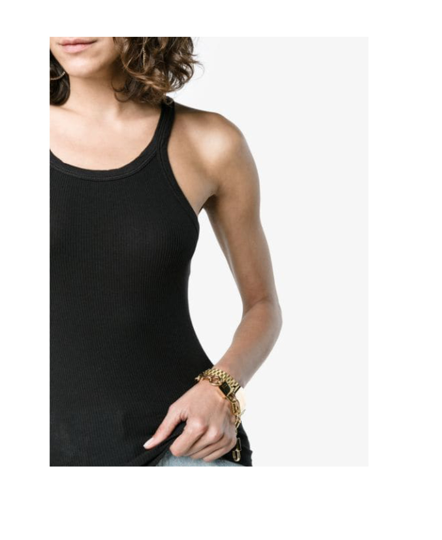 Re/done Ribbed Tank Top In Black