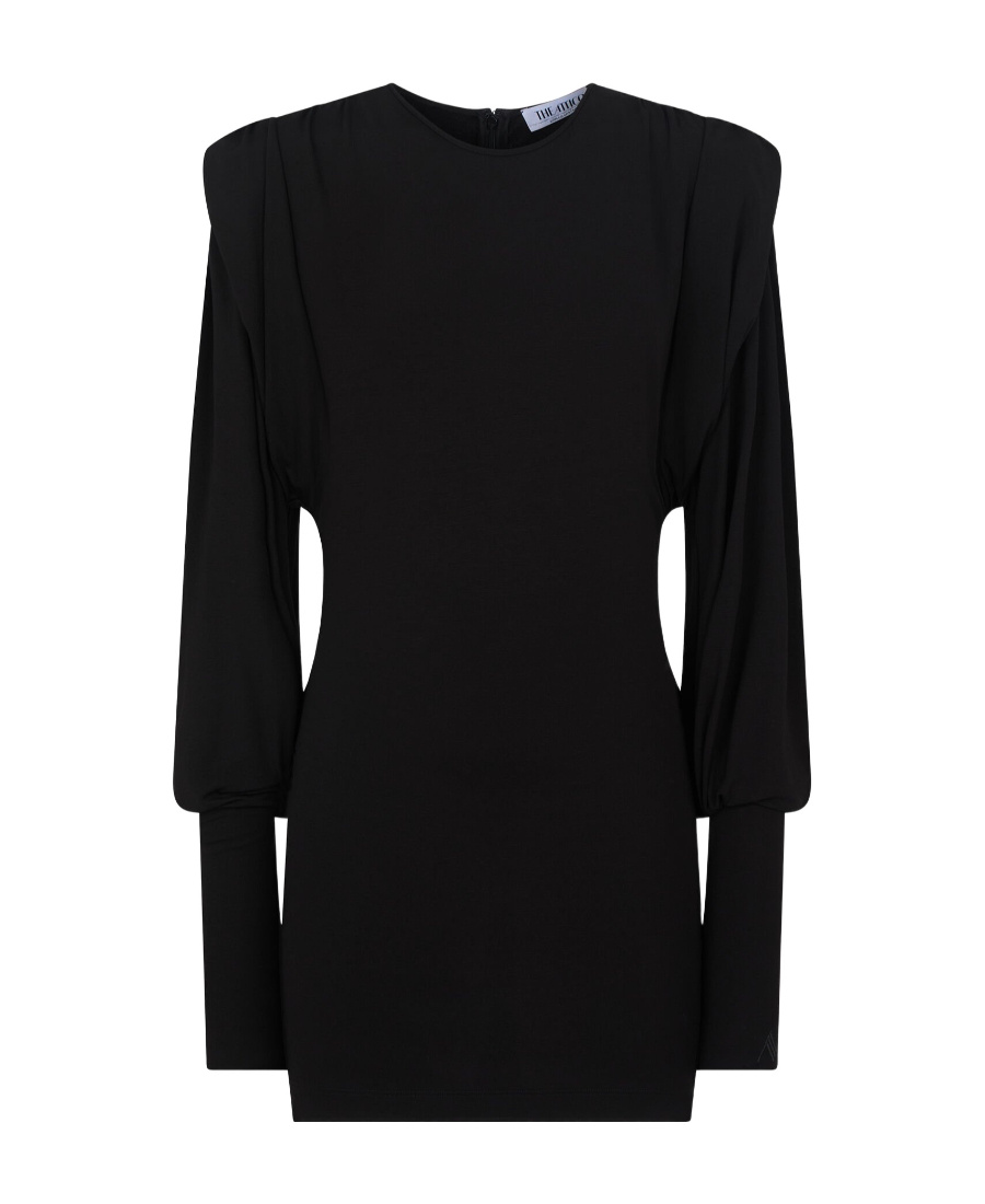 Attico The Quinn Fitted Crewneck Mini Dress In Black