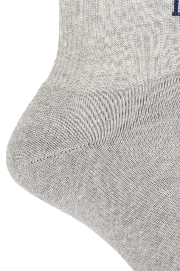 Palm Angels Logo-jacquard Socks In Gray