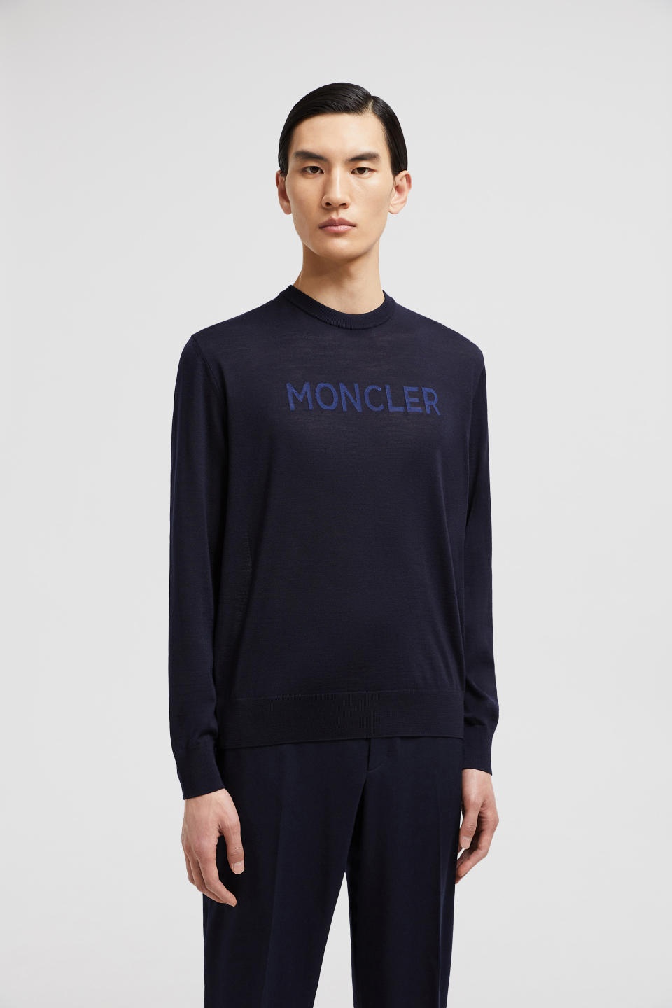 Moncler Lightweight Wool Pullover Sweater In Blue
