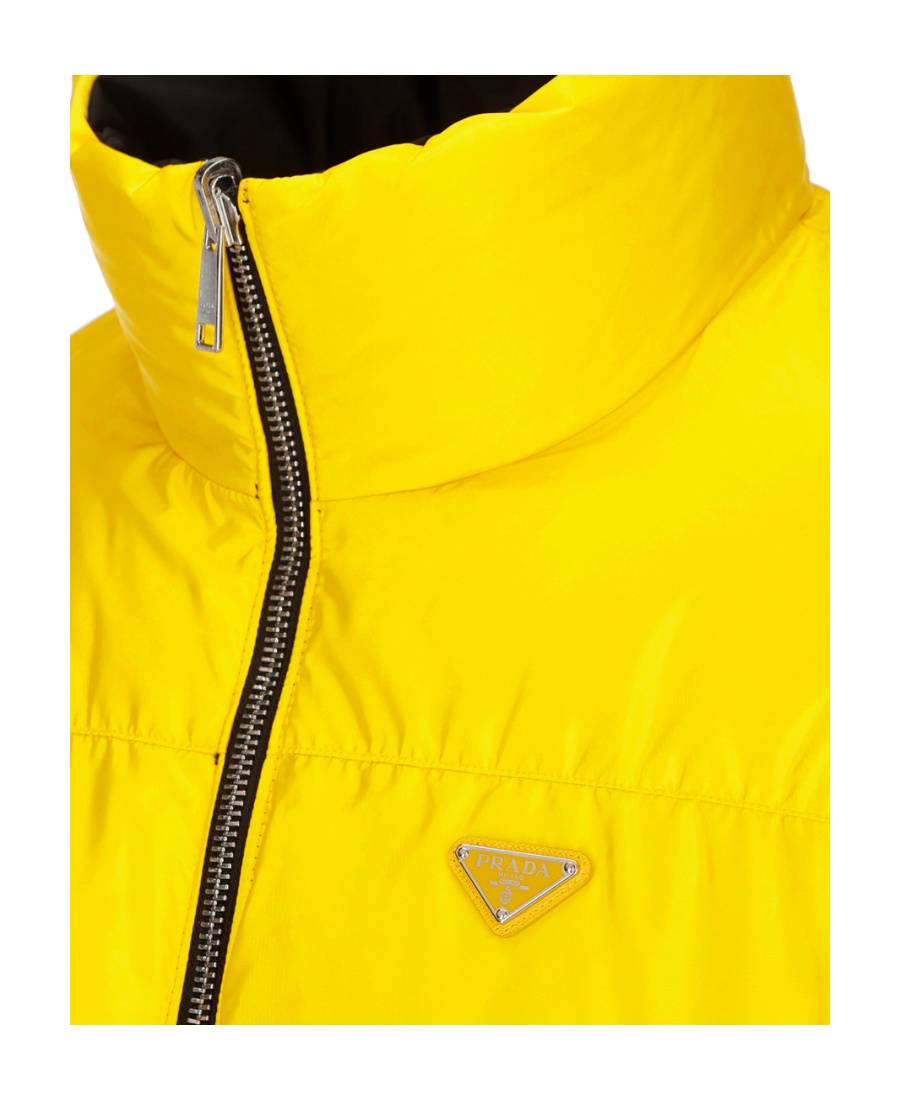 Prada Chest Logo-patch Padded Jacket In Yellow