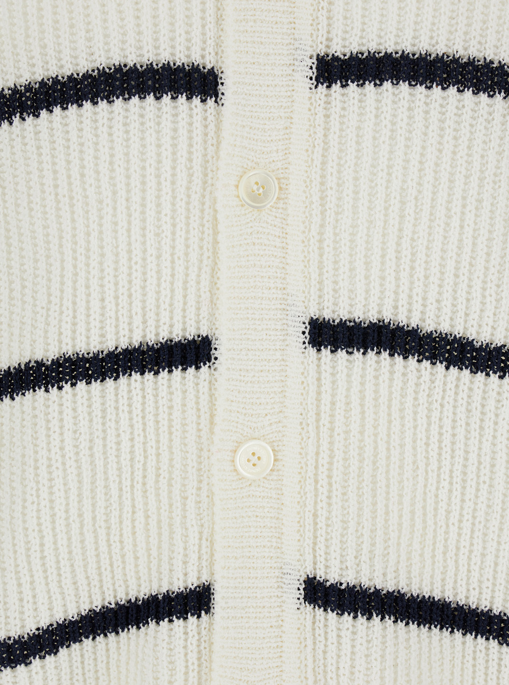 Dunst White Knitted Polo Shirt With All-over Striped Motif