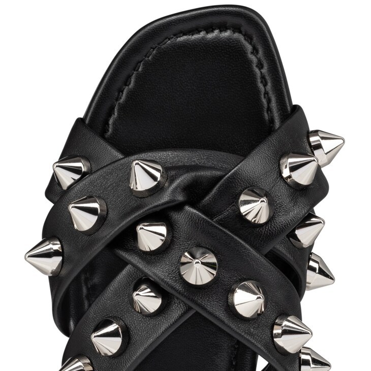 Shop Christian Louboutin Stud Embellished Open Toe Sandals In Black
