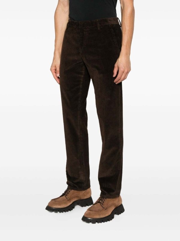 Dondup Corduroy Textured Brown Pants In Black