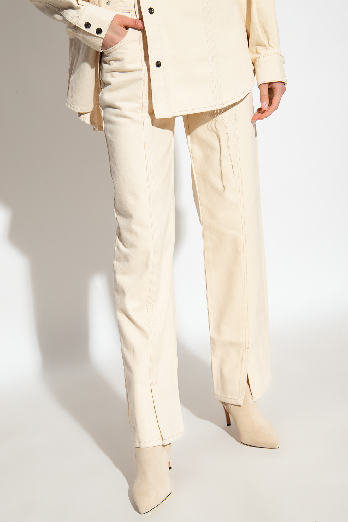 Shop Aeron Tailored High-waist Jeans In Nude