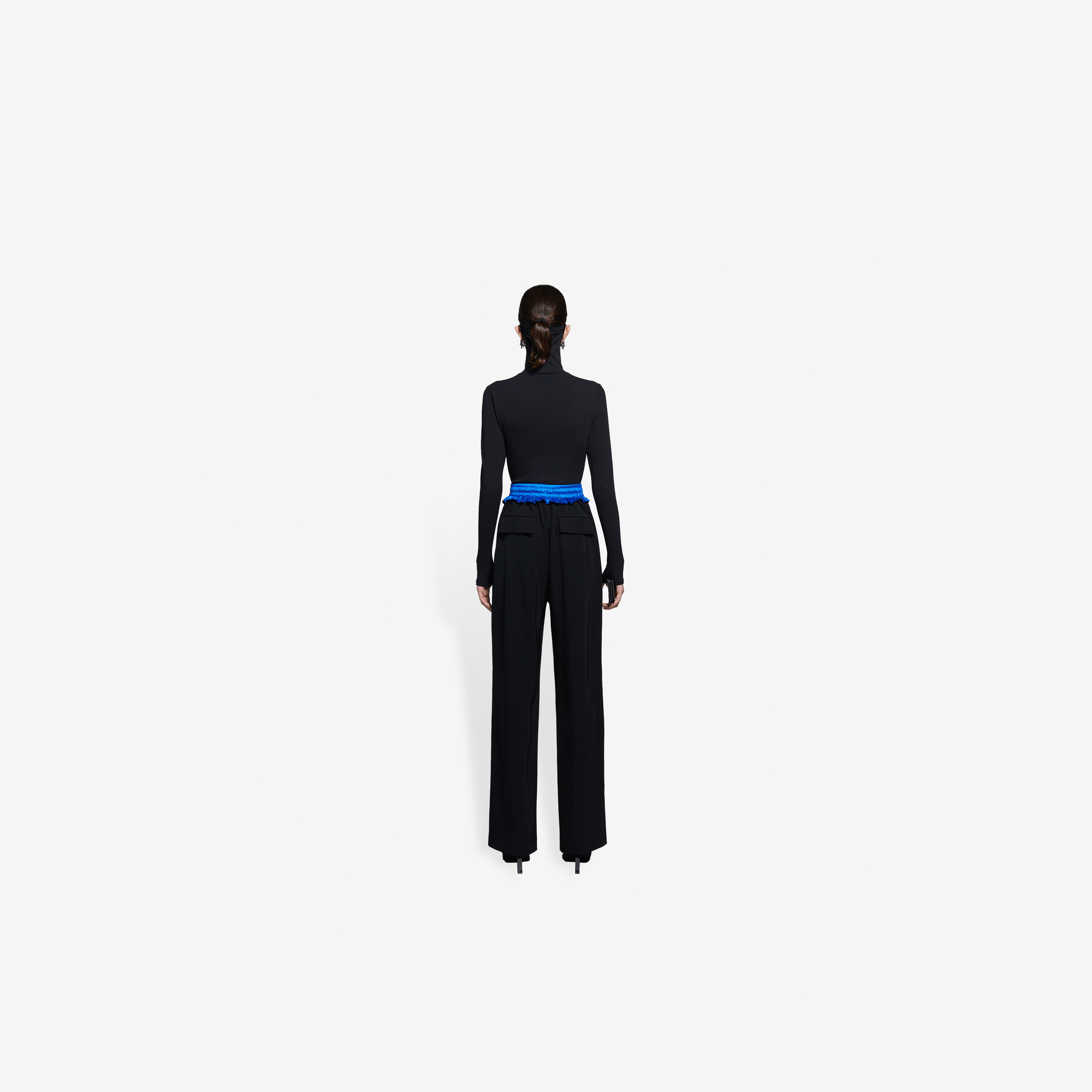 Balenciaga Contrast Waistband Tailored Track Pants In Black