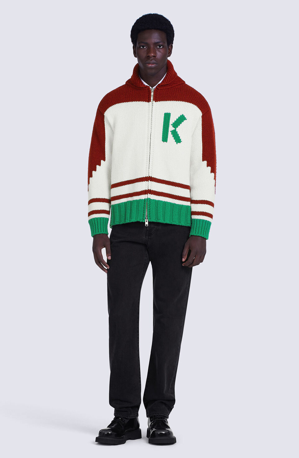 Kenzo Floral-intarsia Wool Cardigan In White