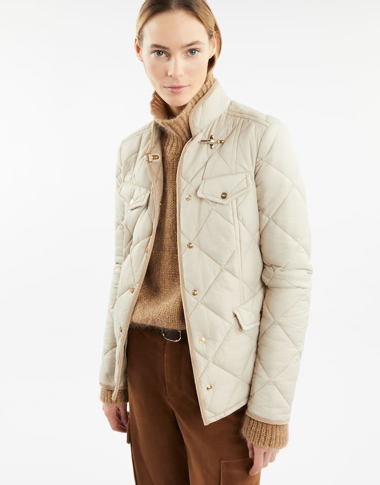 Fay Long-sleeved Quilted Cotton Clothes In Nude