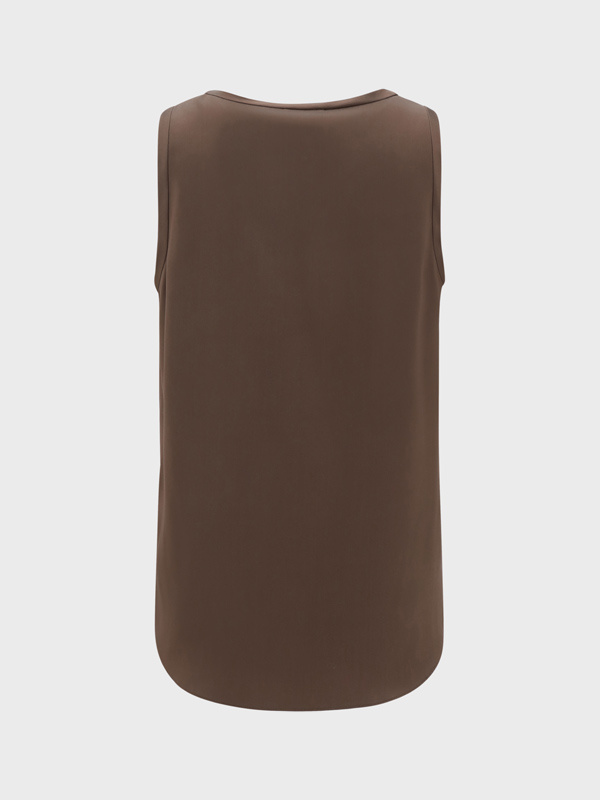 Brunello Cucinelli Round Neck Sleeveless Vest In Brown