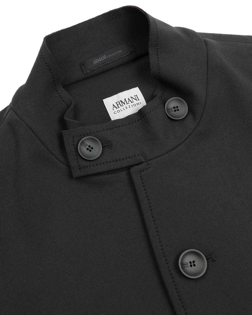 Armani Collezioni Dark Gray Logo Casual Jacket In Black