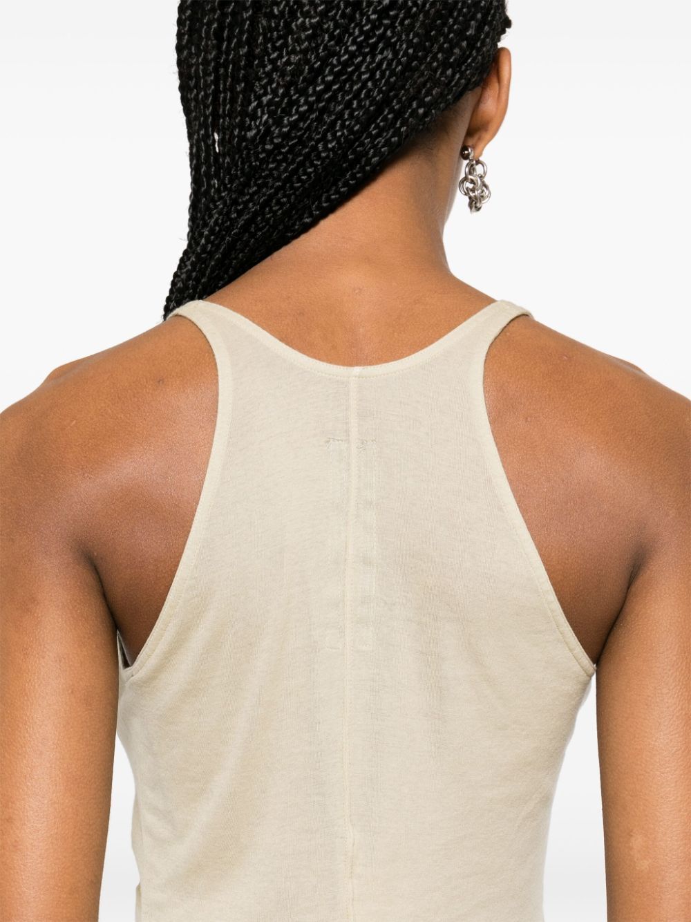 Rick Owens Drkshdw Asymmetric Cotton Cropped Top In Nude