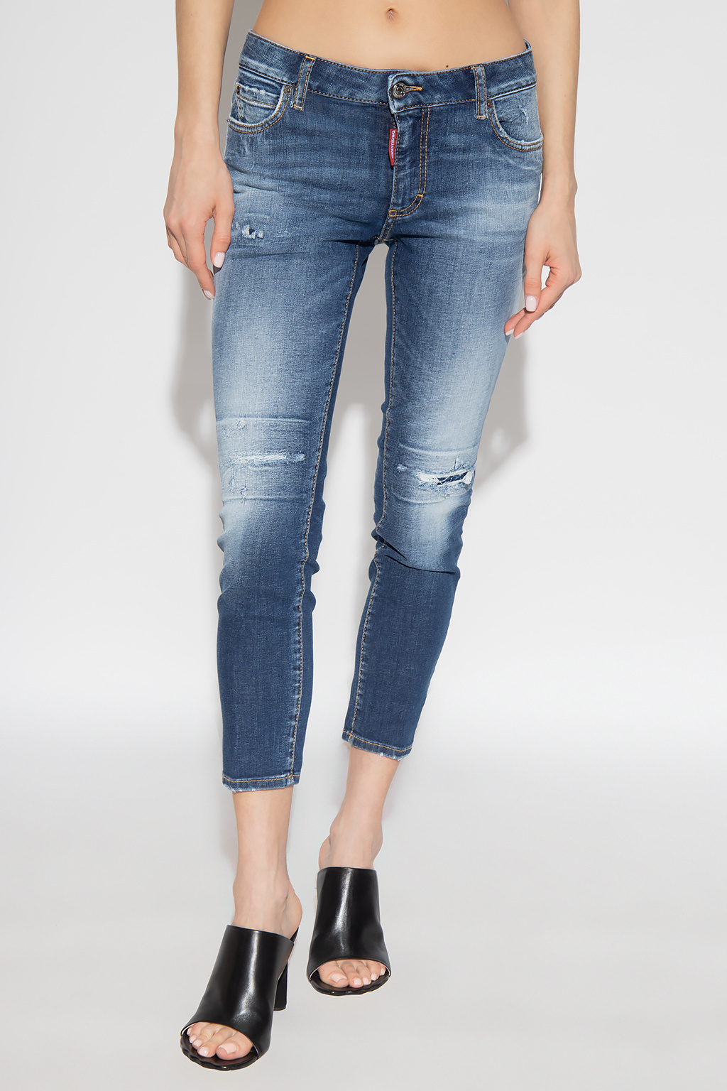 Dsquared2 Low-rise Skinny-leg Cropped Jeans In Blue