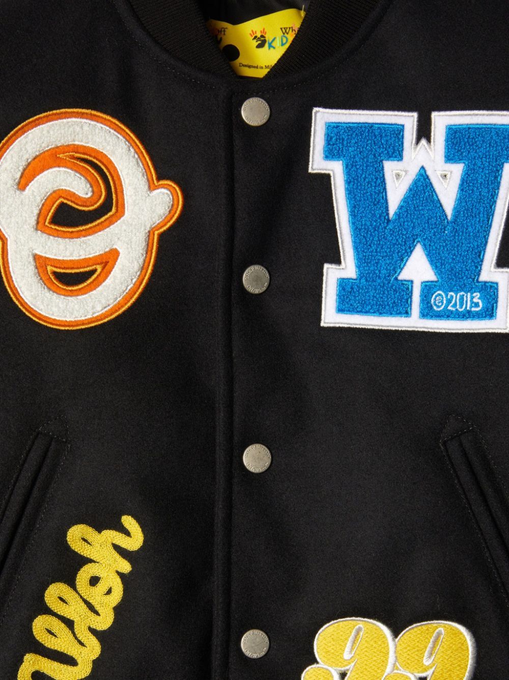 Off-white Patch-detail Side-stripe Bomber Jacket In Black