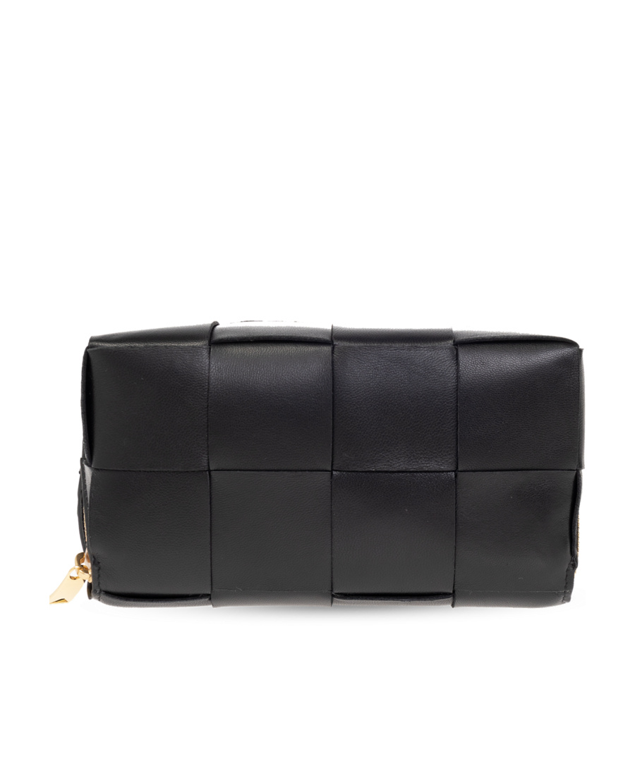 Bottega Veneta Intrecciato Leather Make Up Bag In Black