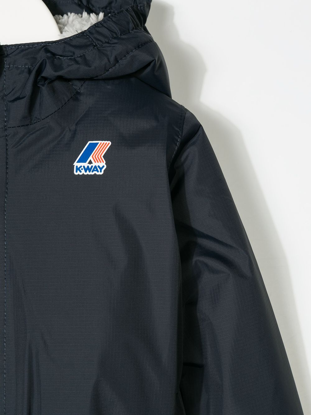 K-way Logo Hooded Rain Jacket In Black