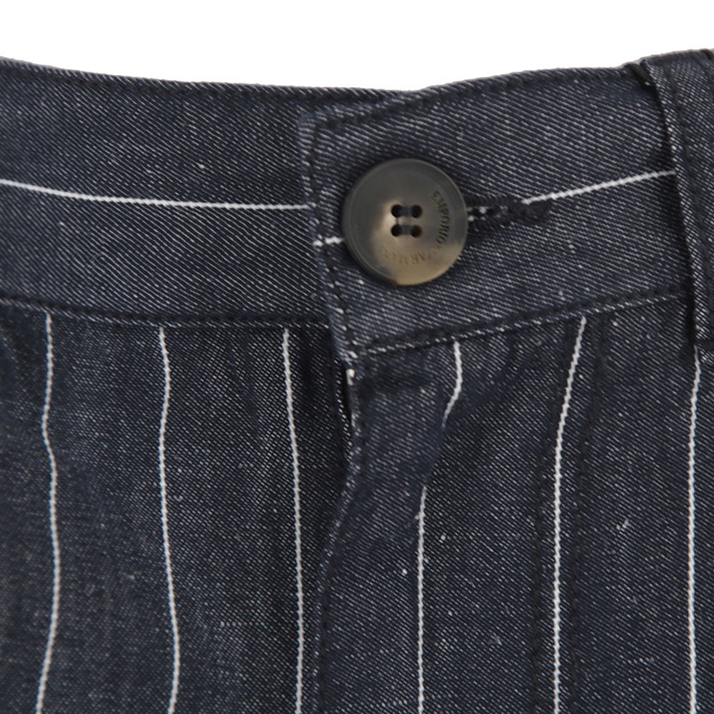 Emporio Armani Striped High-waisted Shorts In Black