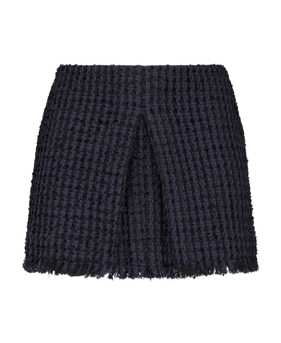 Dsquared2 Textured Fabric Fringe Hem Miniskirt With Front Slit In Black