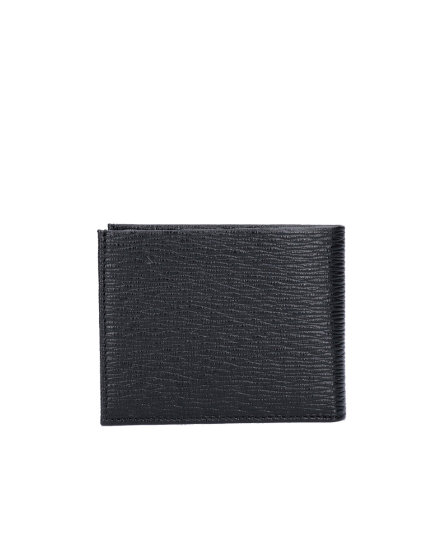 Ferragamo Salvatore  Gancini Plaque Bifold Wallet In Black
