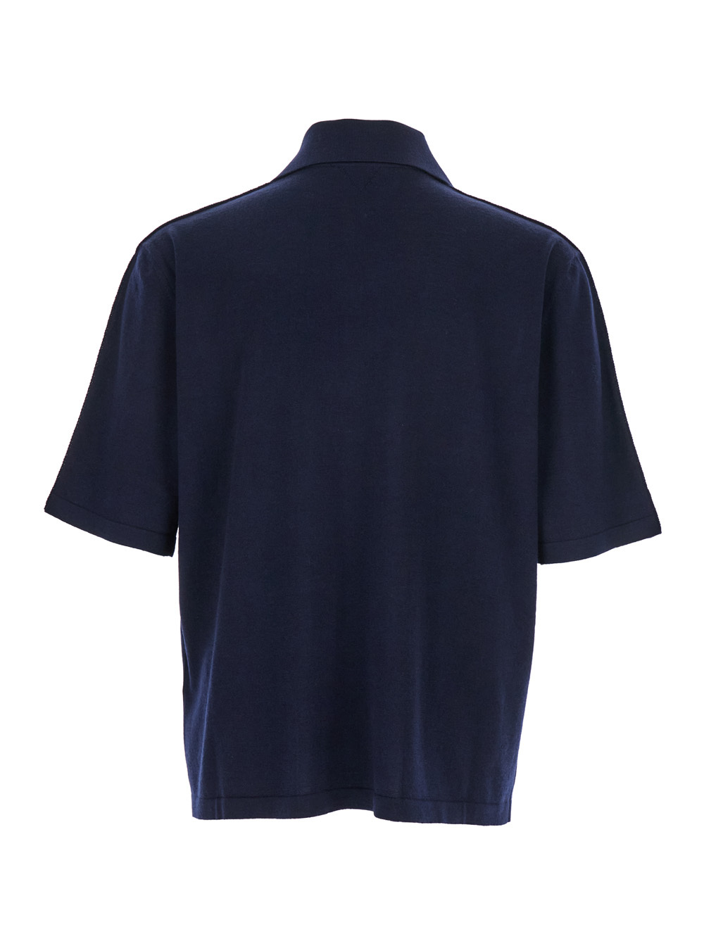 Bottega Veneta Blue Polo With Classic Collar And Embroidered Logo On The Front In Tone On Tone Cotto
