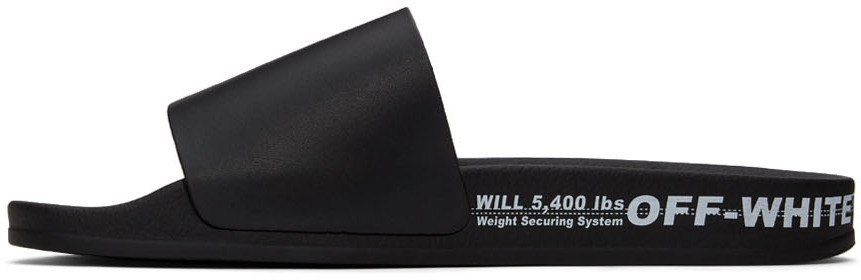 Off-white Logo Print Slides In Black Rubber In Black