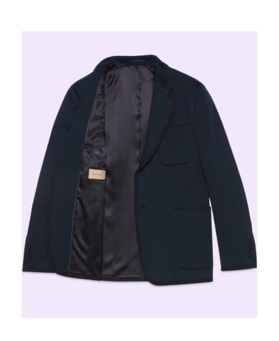 Gucci Textured Gg Jersey Jacket In Blue