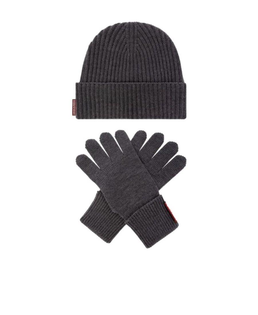 Dsquared2 Set-of-two Wool Beanie In Black