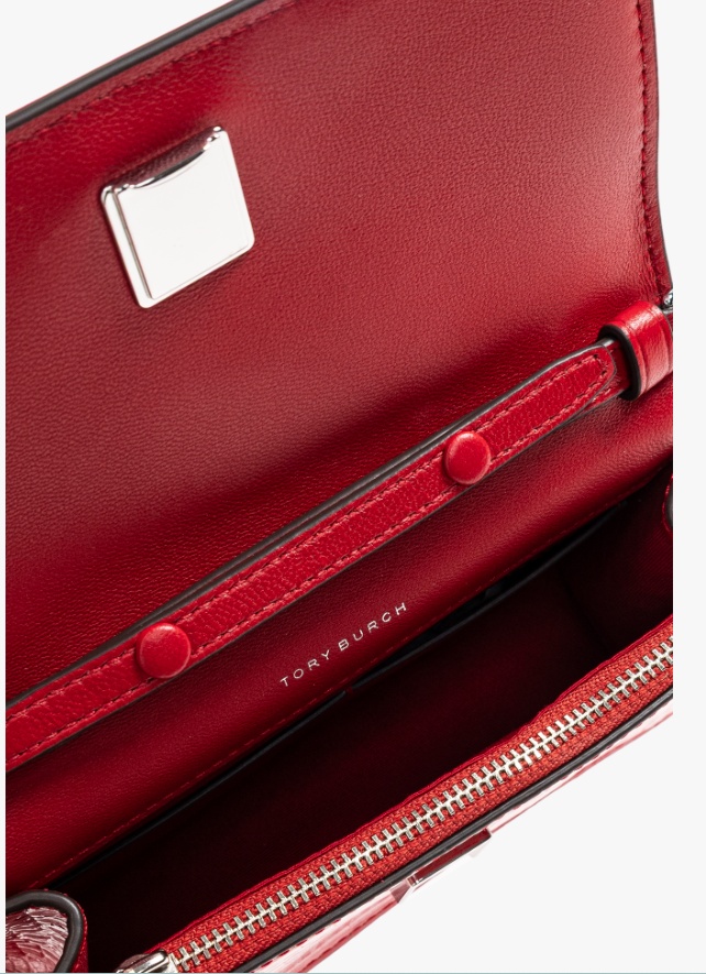 Tory Burch Mini Kira Embossed Handbag In Red