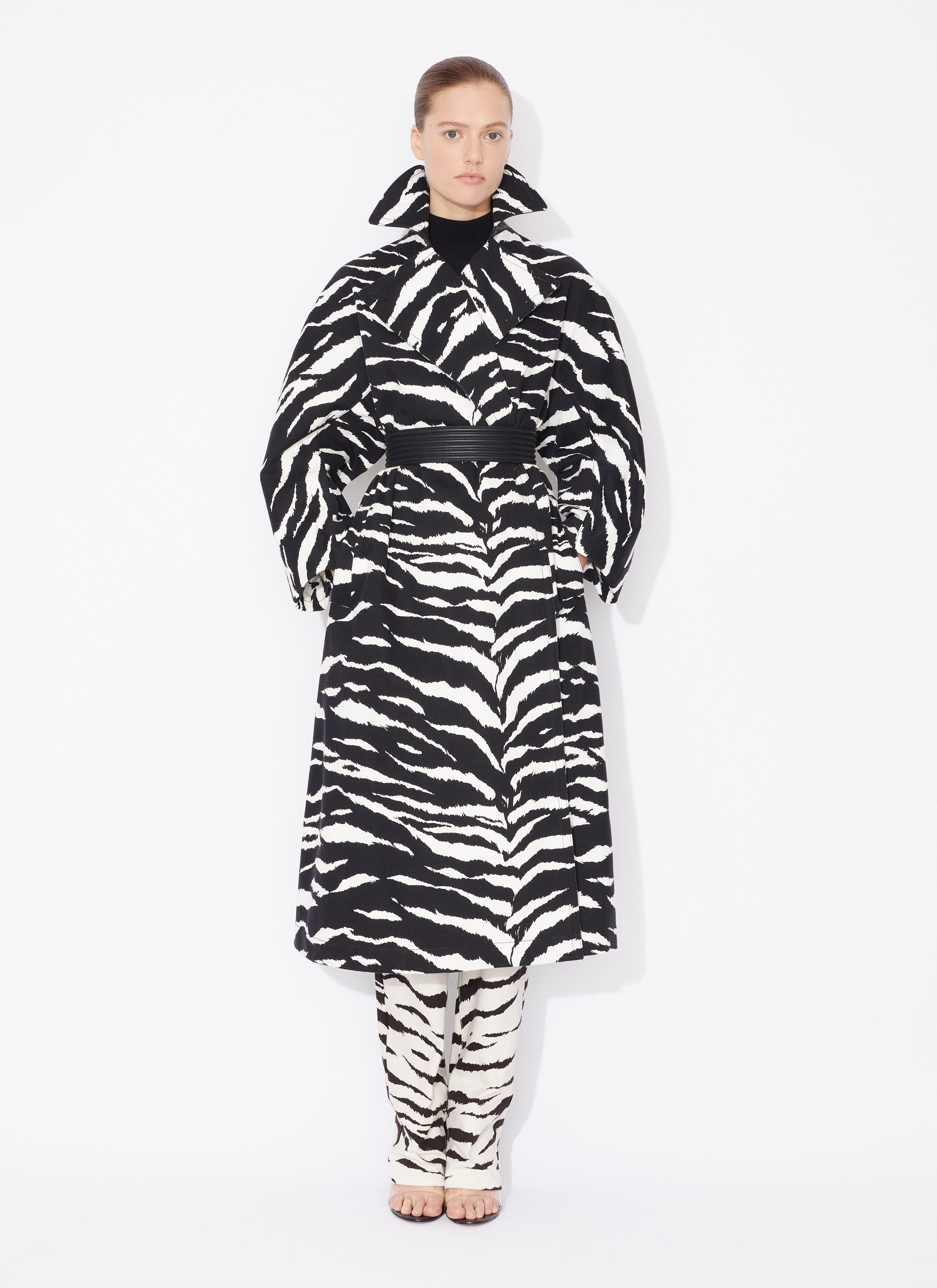 ALAÏA ALAÏA ZEBRA-PRINTED BELTED TRENCH COAT