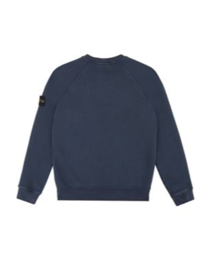 Stone Island Junior Garment Dyed Crewneck Sweatshirt In Blue