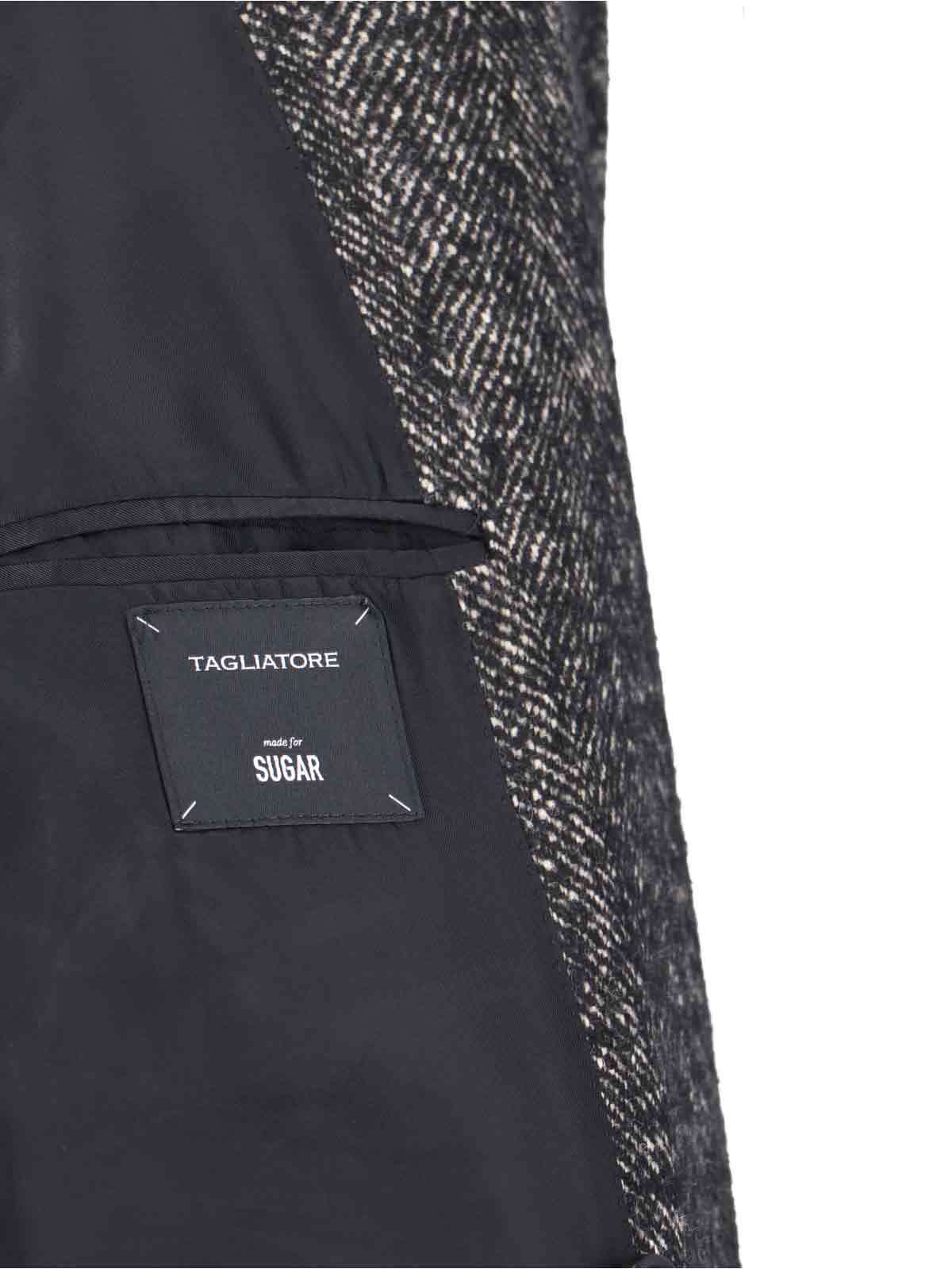 Shop Tagliatore Herringbone Double-breasted Coat In Black