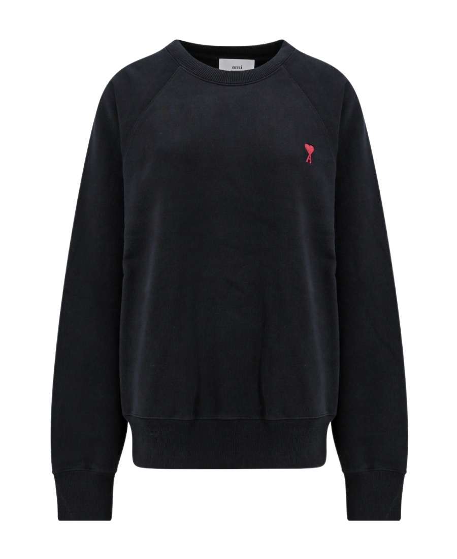 Shop Ami Alexandre Mattiussi Ami Paris Ami De Coeur Crewneck Sweatshirt In Black