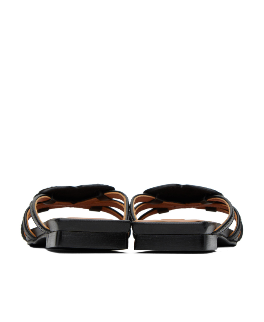 Ganni Butterfly Diamond Flat Sandals In Black