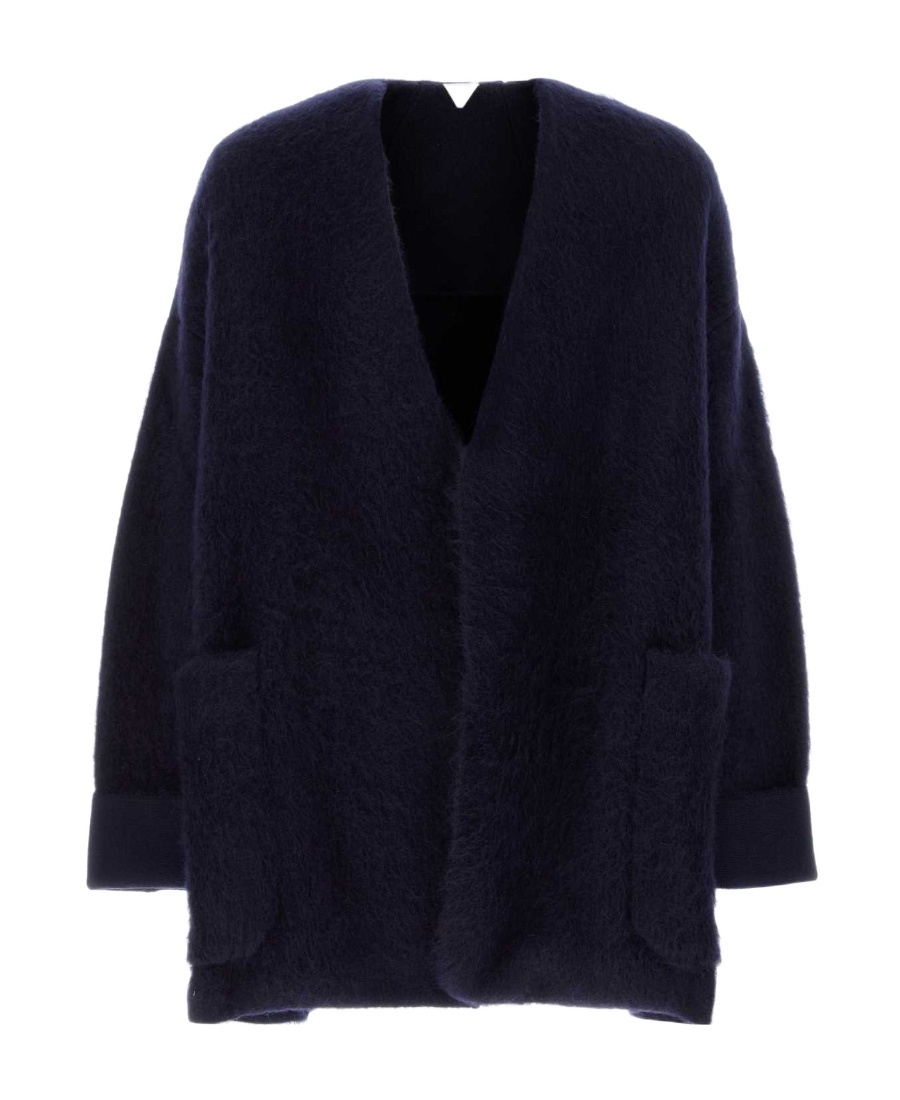 Bottega Veneta V-neck Oversize Wool Blend Cardigan In Blue