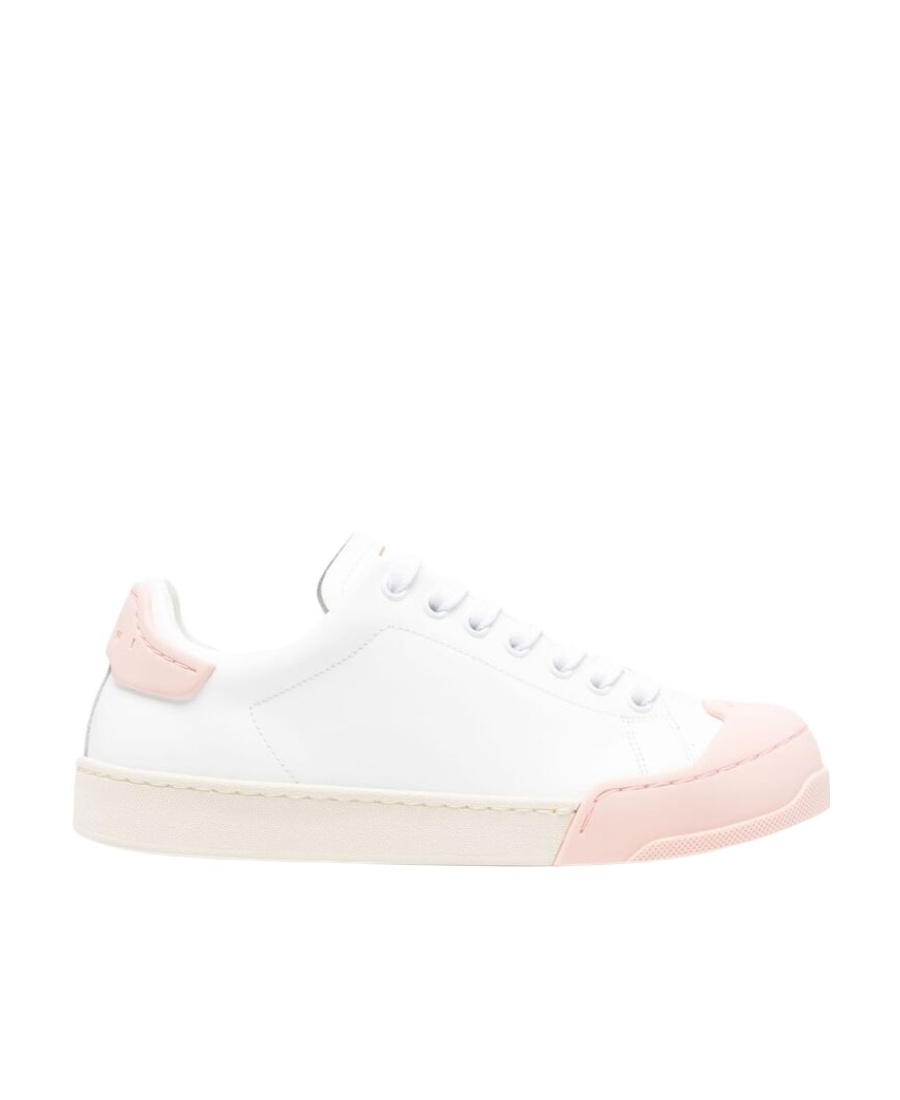 Marni Dada Bumper Sneaker In White And Pink Leather In White