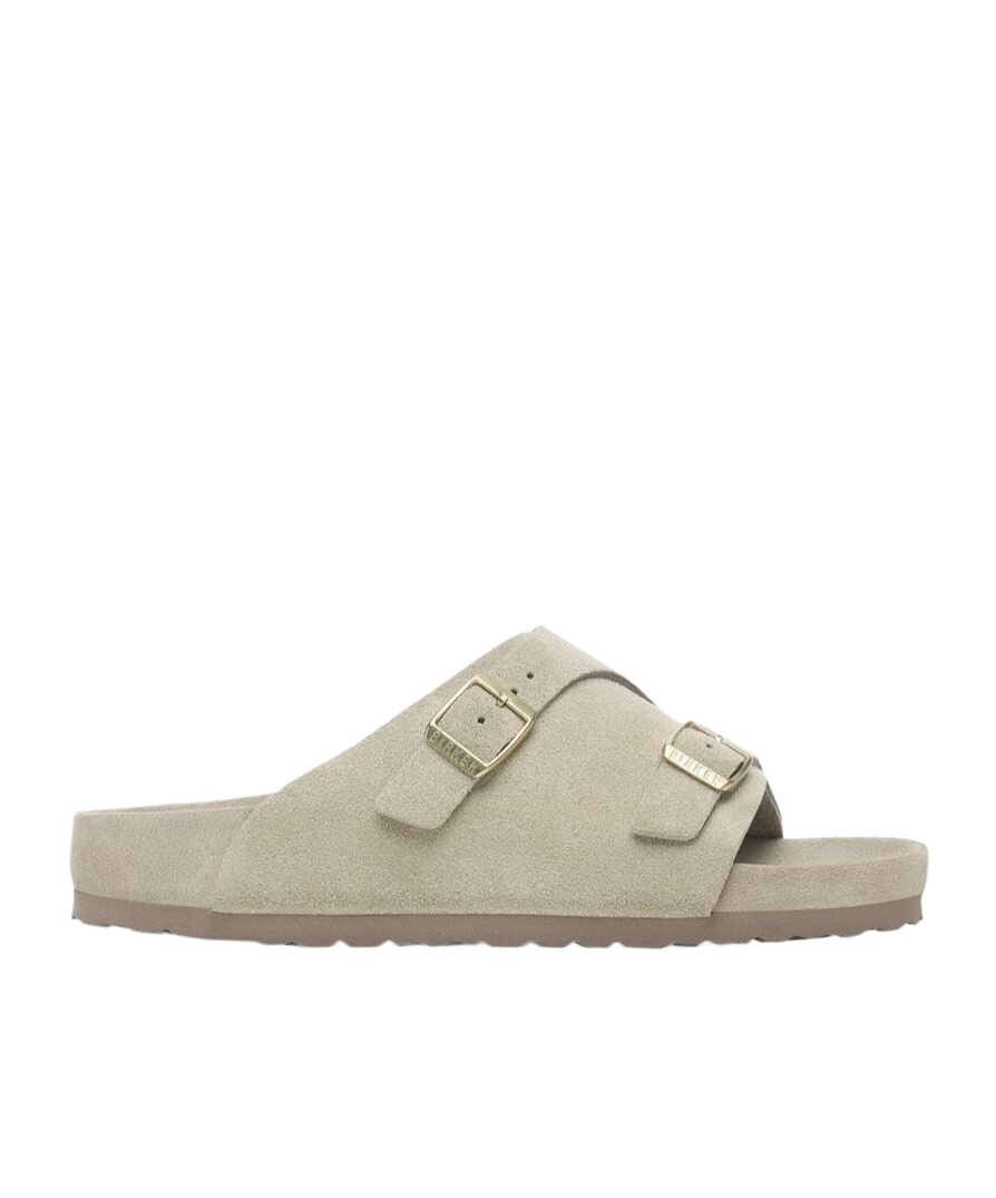 Shop Birkenstock Arizona Two-buckle Slide Sandals In Taupe