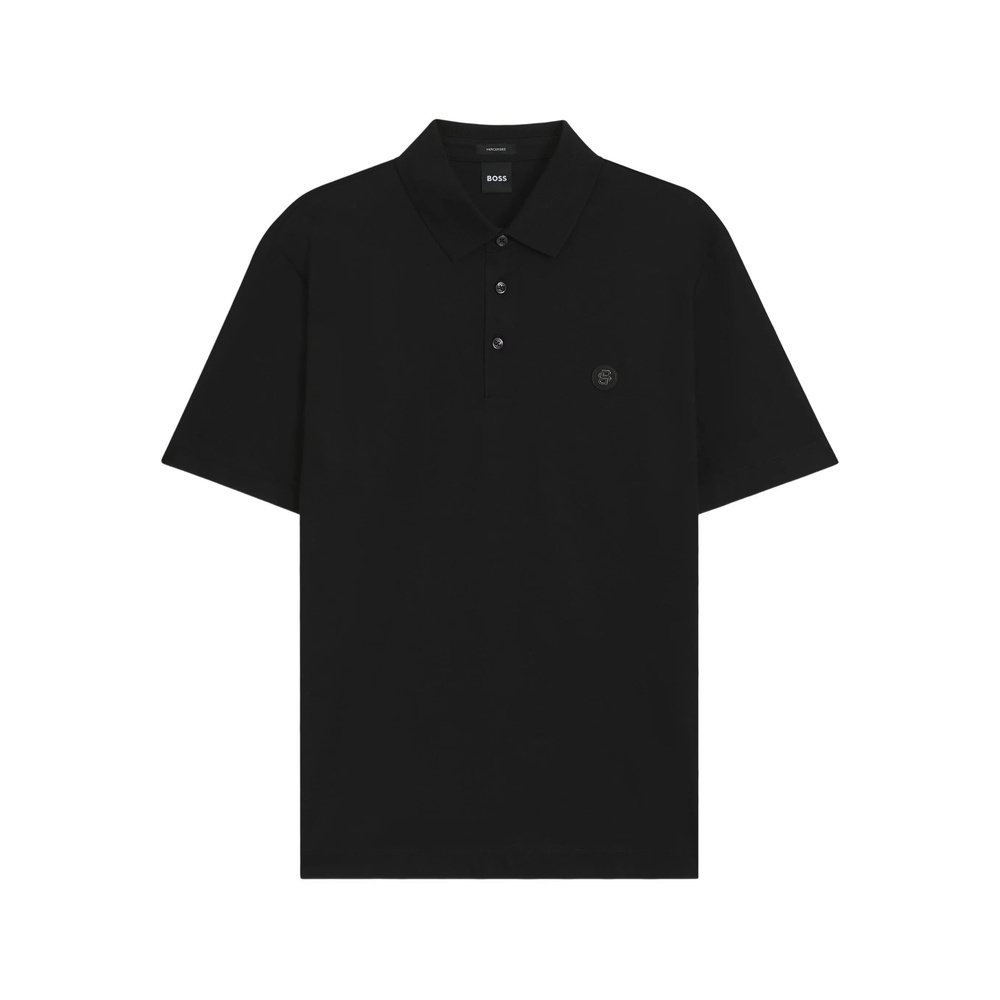 Hugo Boss Logo-patch Polo Shirt In Black