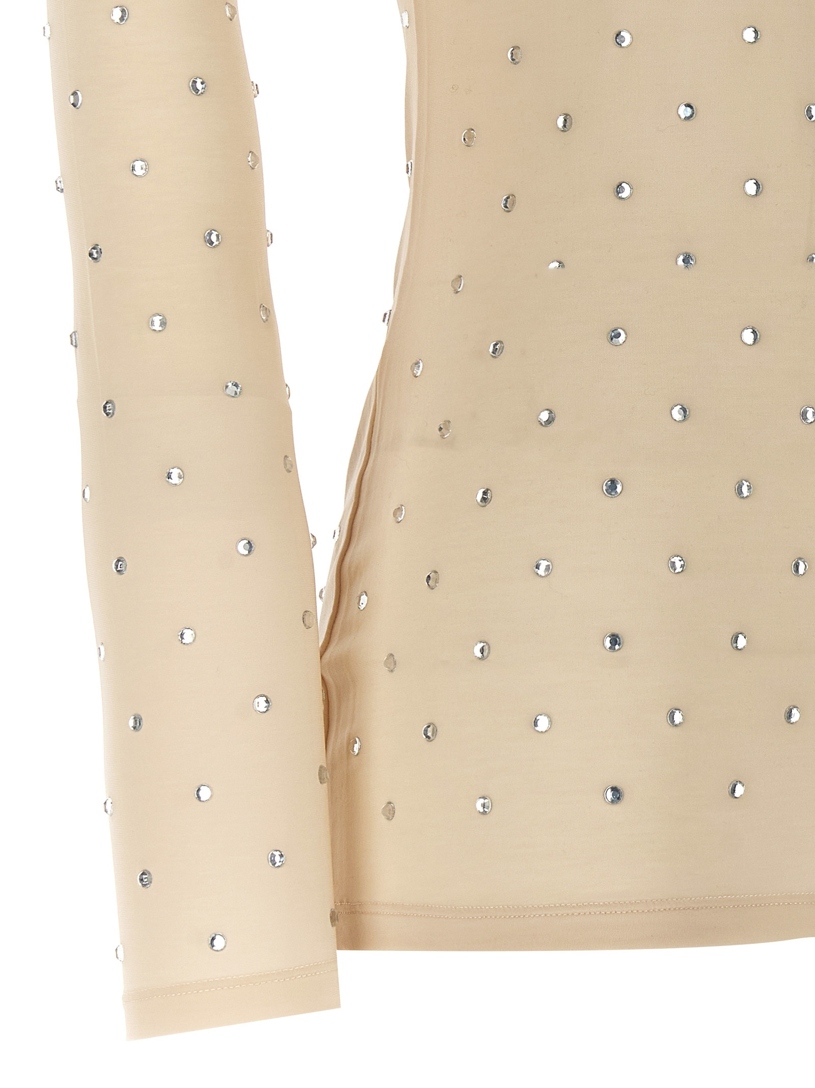 Rabanne Crystal-embellished Semi-sheer Top In Nude