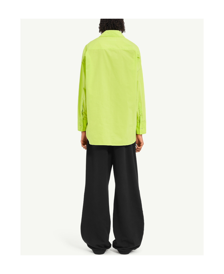 Mm6 Maison Margiela Numbers-embroidered Poplin Shirt In Green