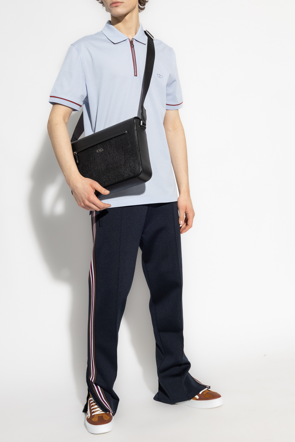 Ferragamo Lapel Polo Shirt In White