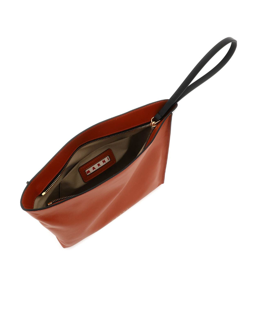 Marni Logo-print Detail Clutch Bag In Brown