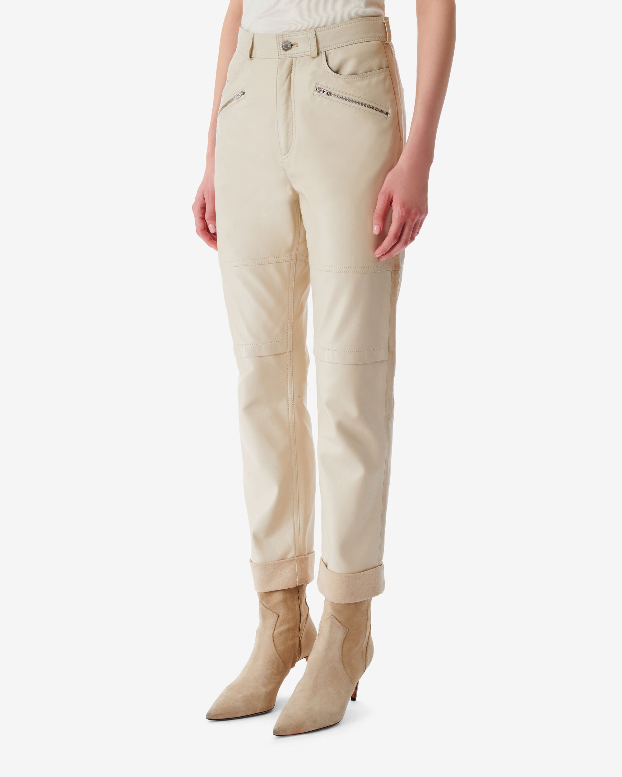 Shop Iro Aysel Leather Cropped Trousers