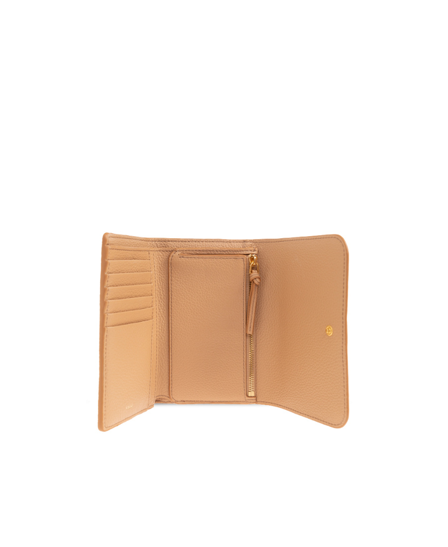 Chloé Tri-fold Leather Wallet In Nude