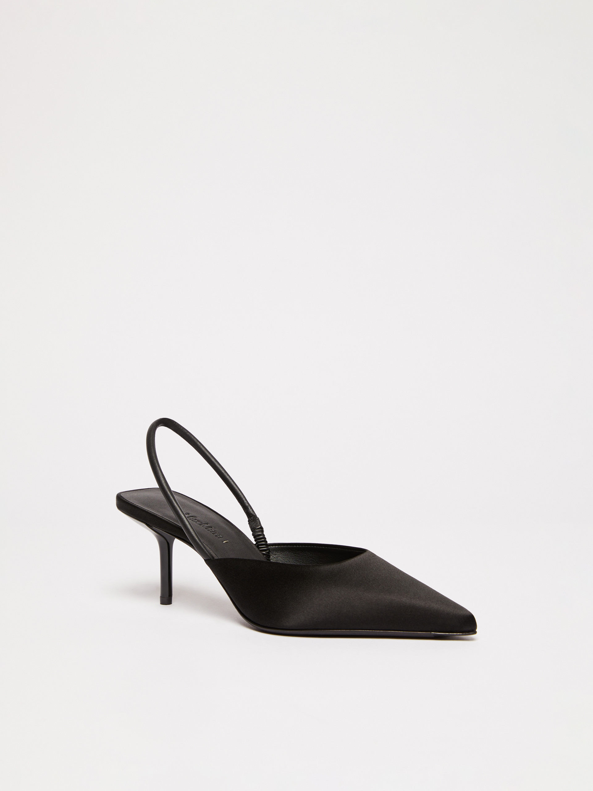 Max Mara Viscose And Silk Satin Slingbacks In Black