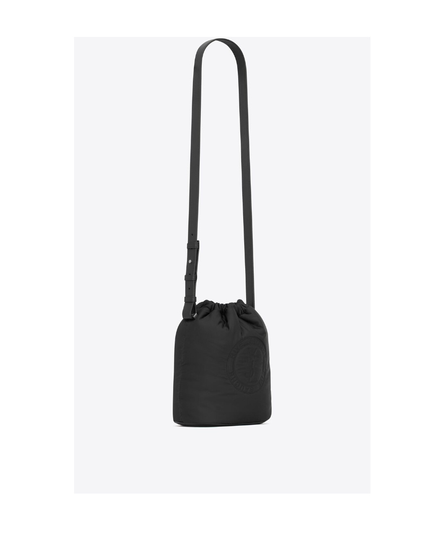 Saint Laurent Logo-debossed Bucket Bag In Black