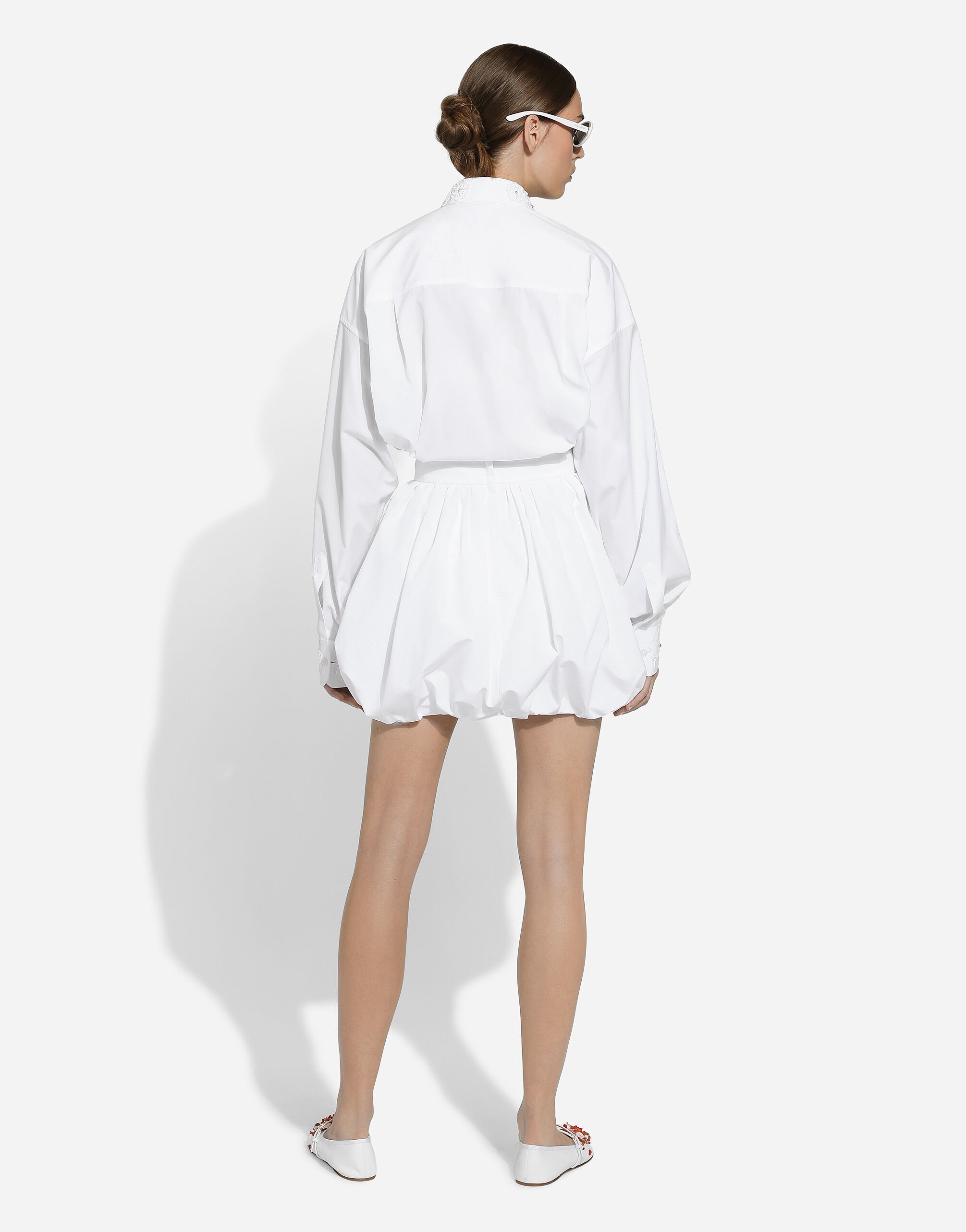 Dolce & Gabbana Bubble-silhouette Cotton Miniskirt In White