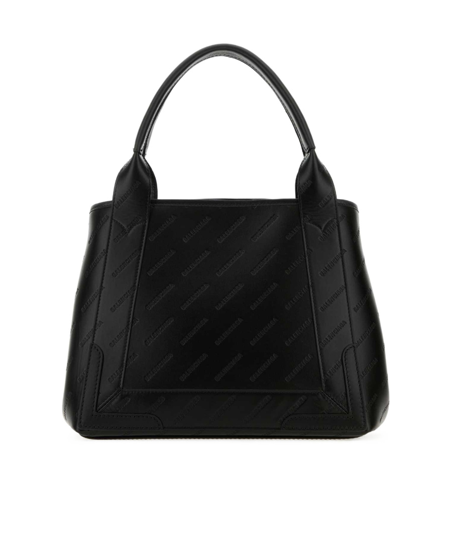 Balenciaga Women Black Leather Navy Cabas Xs Handbag In Black